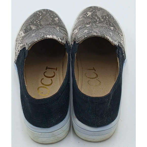 Cocci Shoes Womens 7‎ Snake Pattern Slip On Gray White Leather - Picture 4 of 11